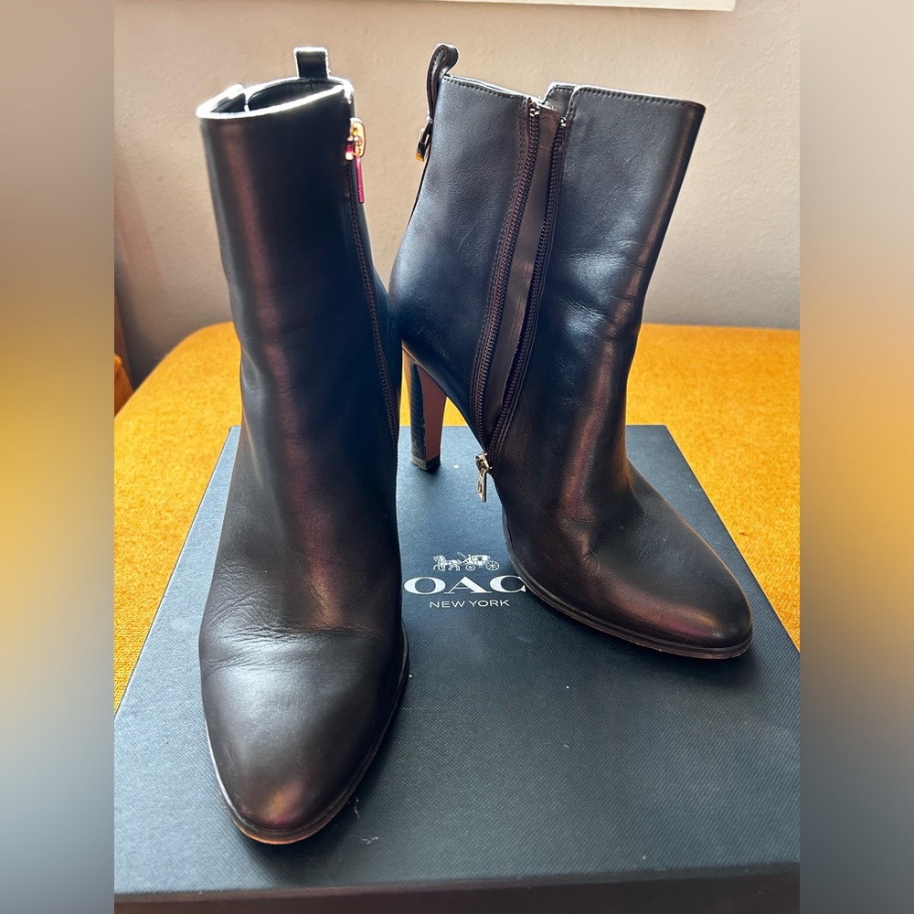 Coach high heel brown ankle boots